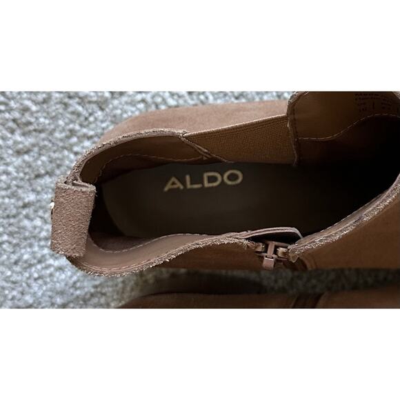 ALDO Suede Leather Cognac Heel Boots 2” Size 10 Classic Dress - Picture 2 of 11